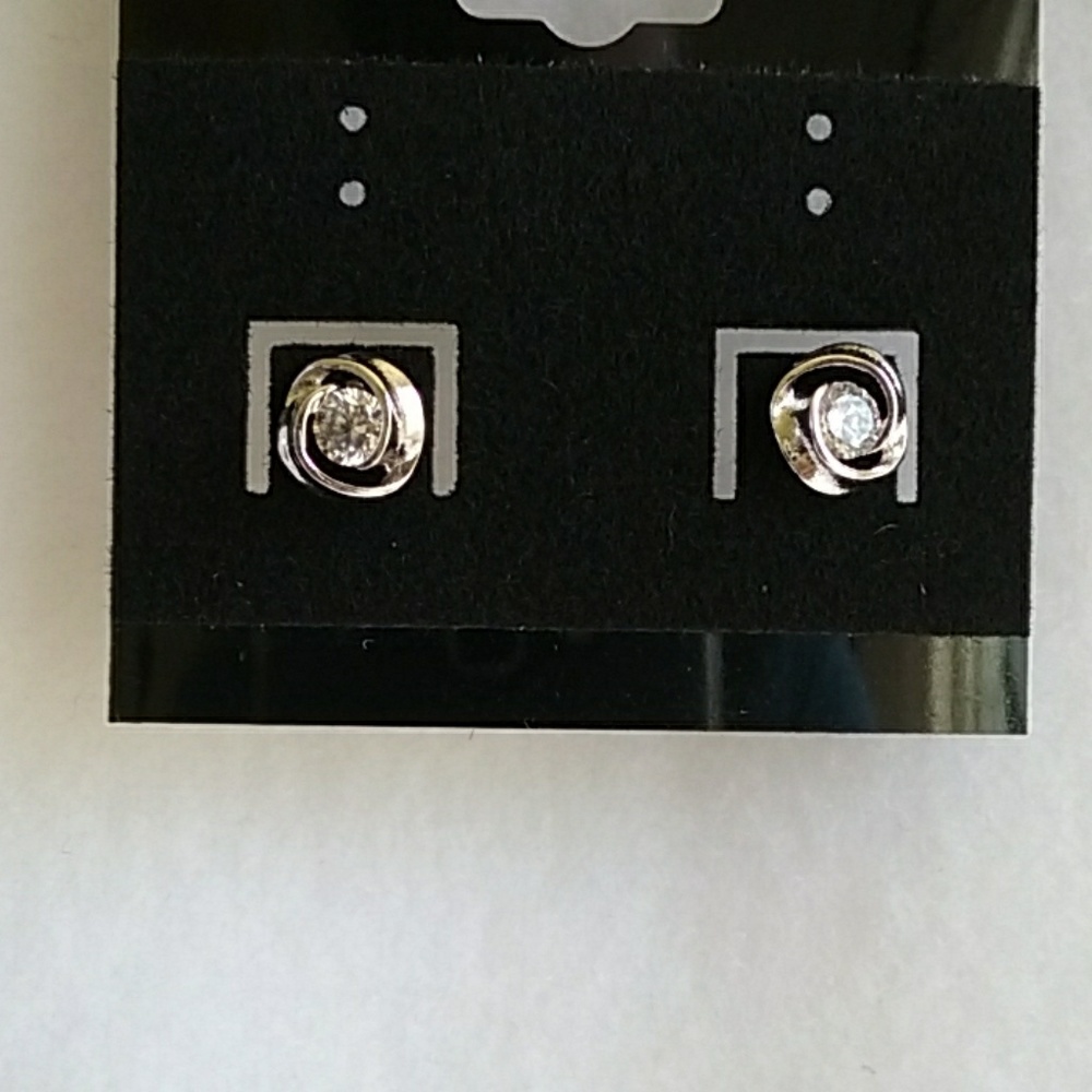 Womens rhinestone and silver post earrings